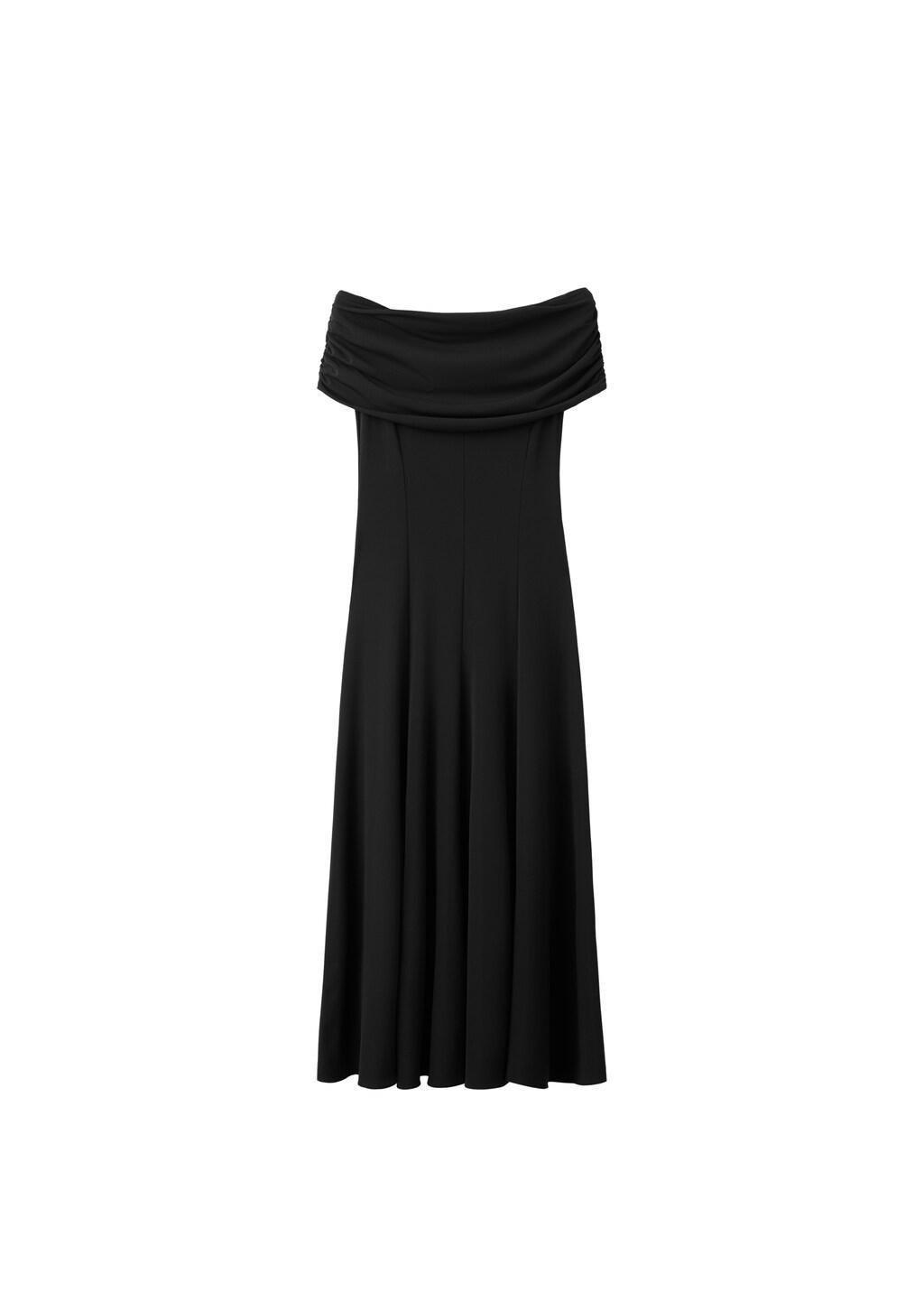 Black Strapless Flared Dress, Black, large image number 5