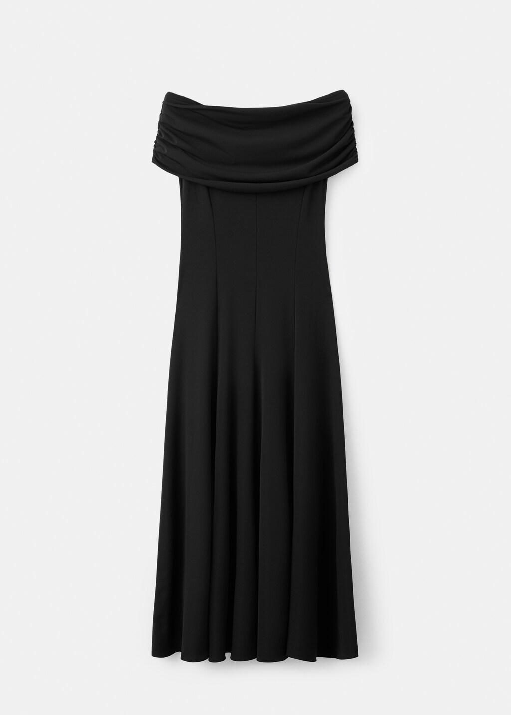 Black Strapless Flared Dress, Black, large image number 6