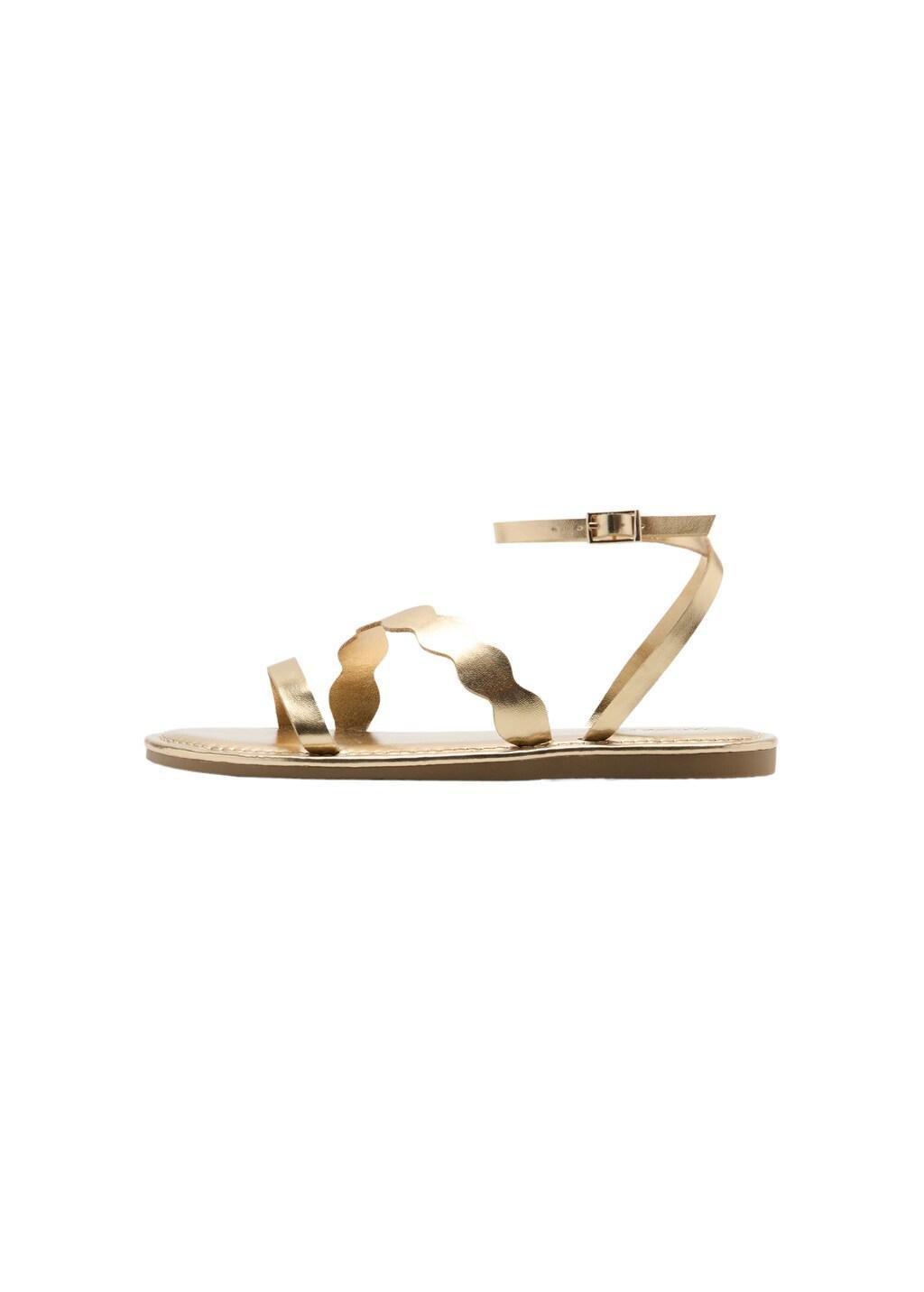 Gold Metallic Strappy Sandals, Kids Girl, Gold, large image number 2
