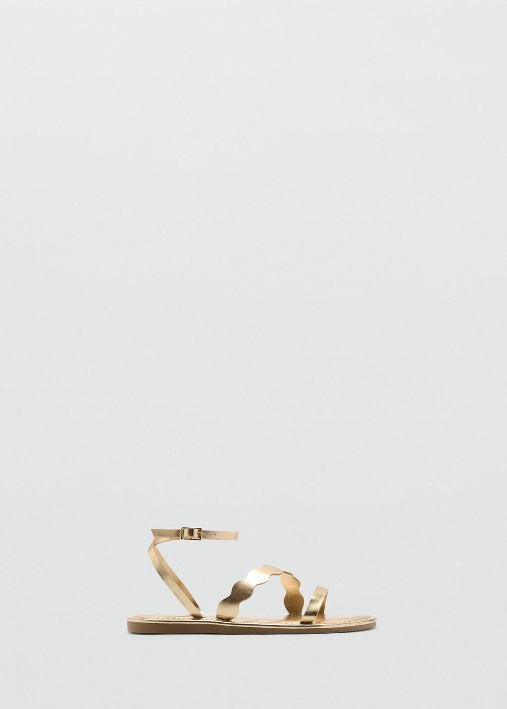 Gold Metallic Strappy Sandals, Kids Girl, Gold, large image number 3