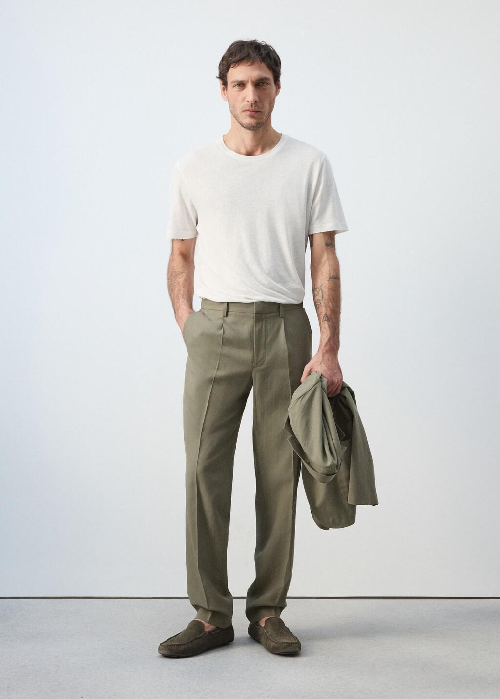 WHITE Linen slim-fit t-shirt, 0201_01, large image number 0