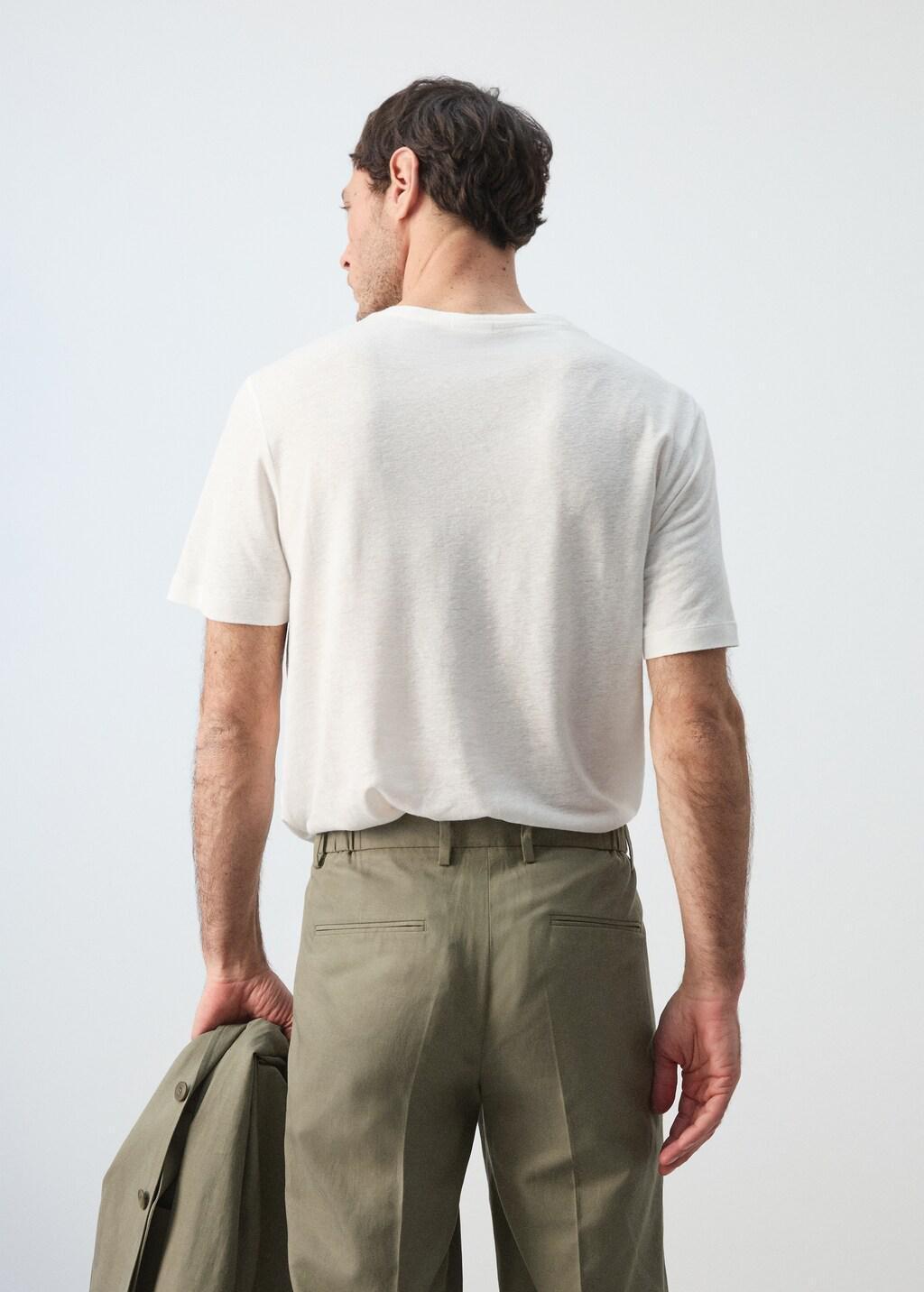 WHITE Linen slim-fit t-shirt, 0201_01, large image number 2