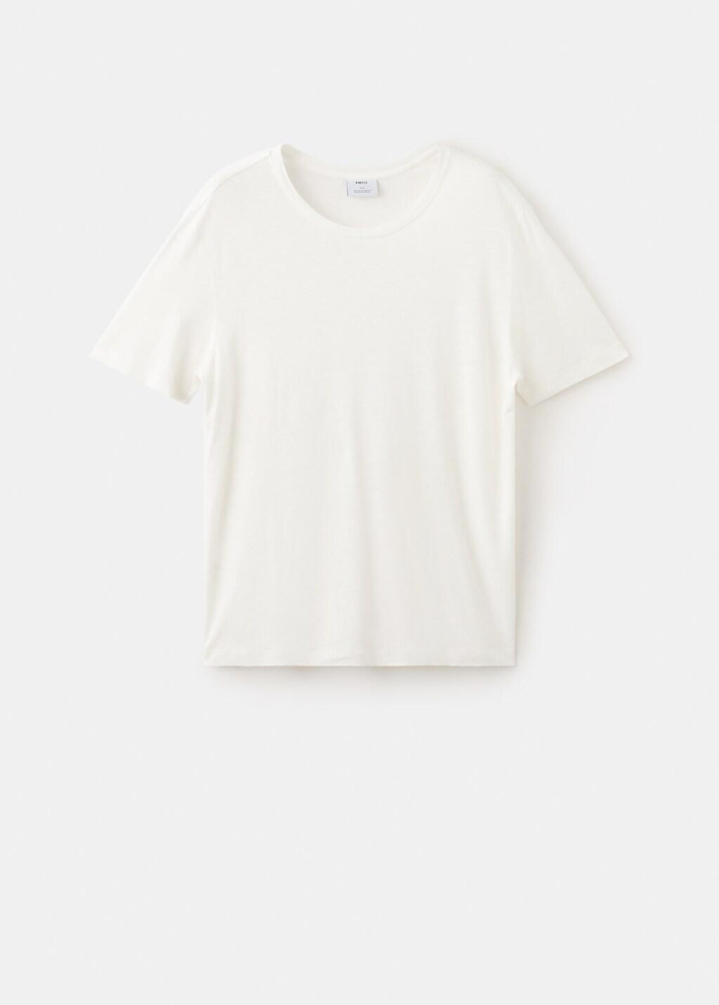 WHITE Linen slim-fit t-shirt, 0201_01, large image number 8