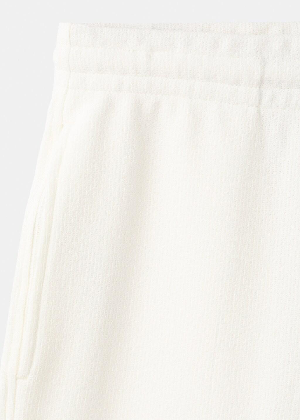 White Textured Cotton Bermuda Shorts With Drawstring, White, large image number 5