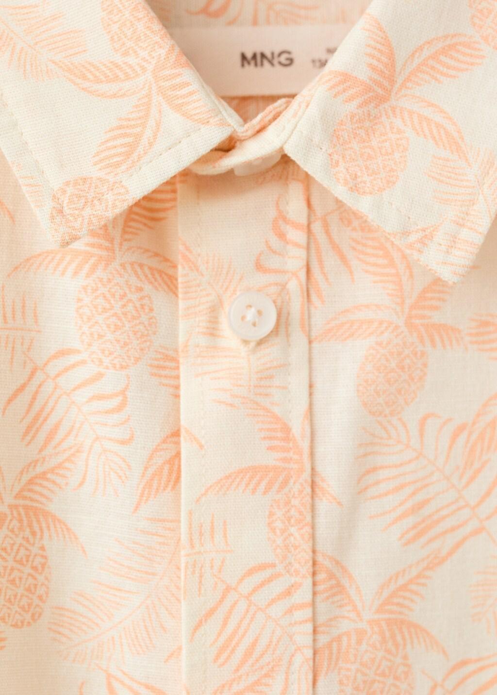 Orange Palm Print Shirt, Kids Boys, Light-Pastel Orange, large image number 0