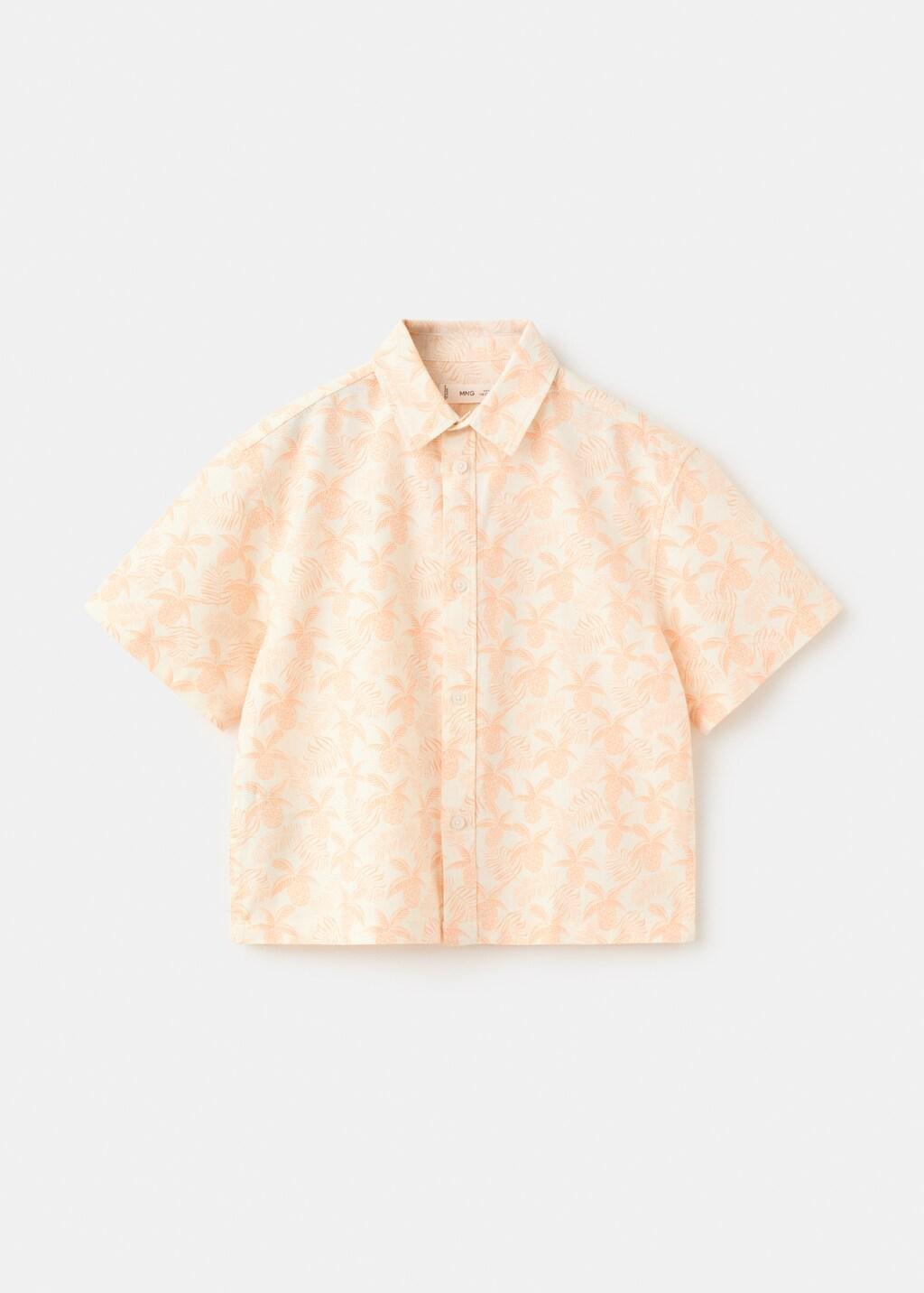 Orange Palm Print Shirt, Kids Boys, Light-Pastel Orange, large image number 5
