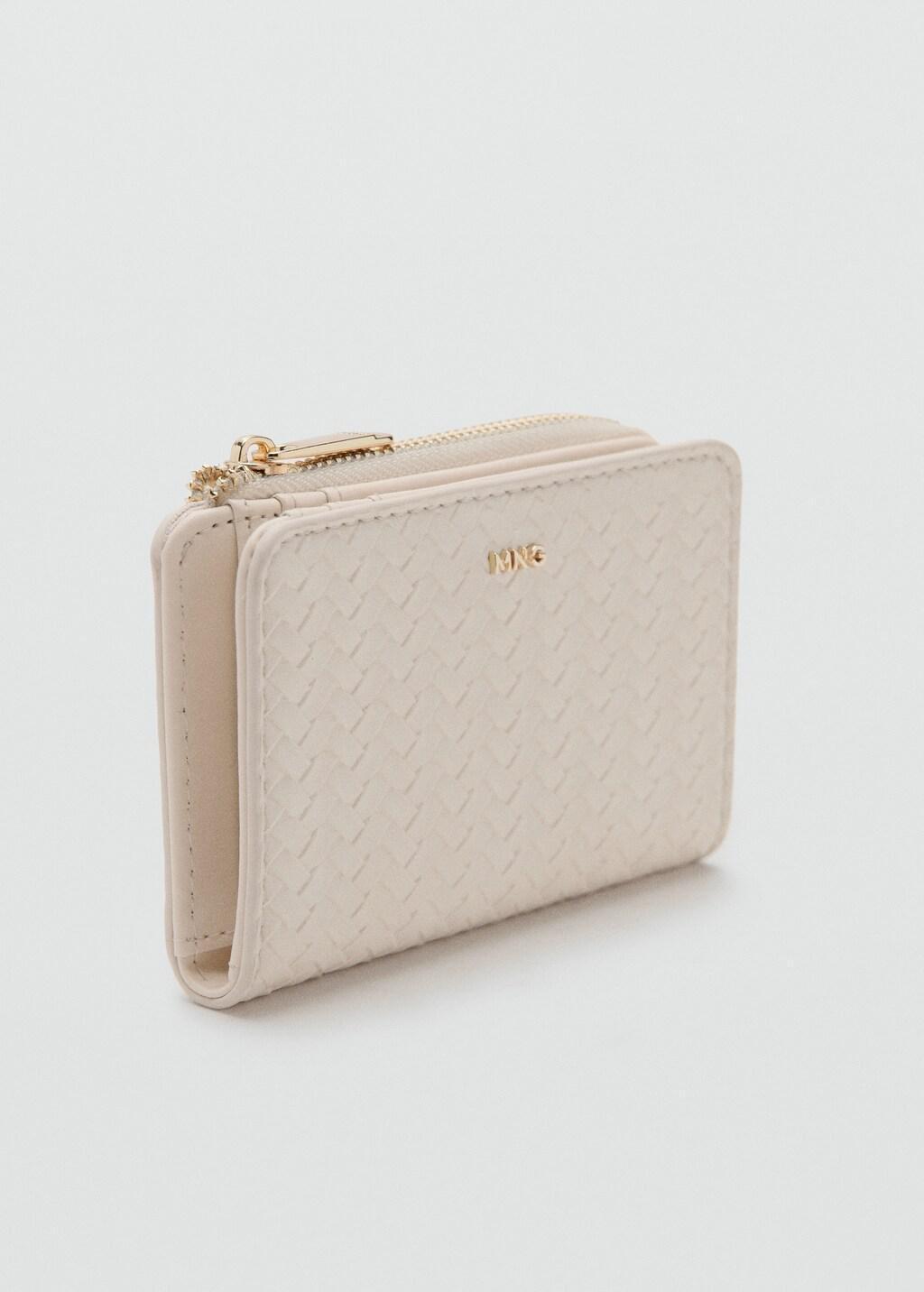 White Small Braided Wallet, Natural White, large image number 0