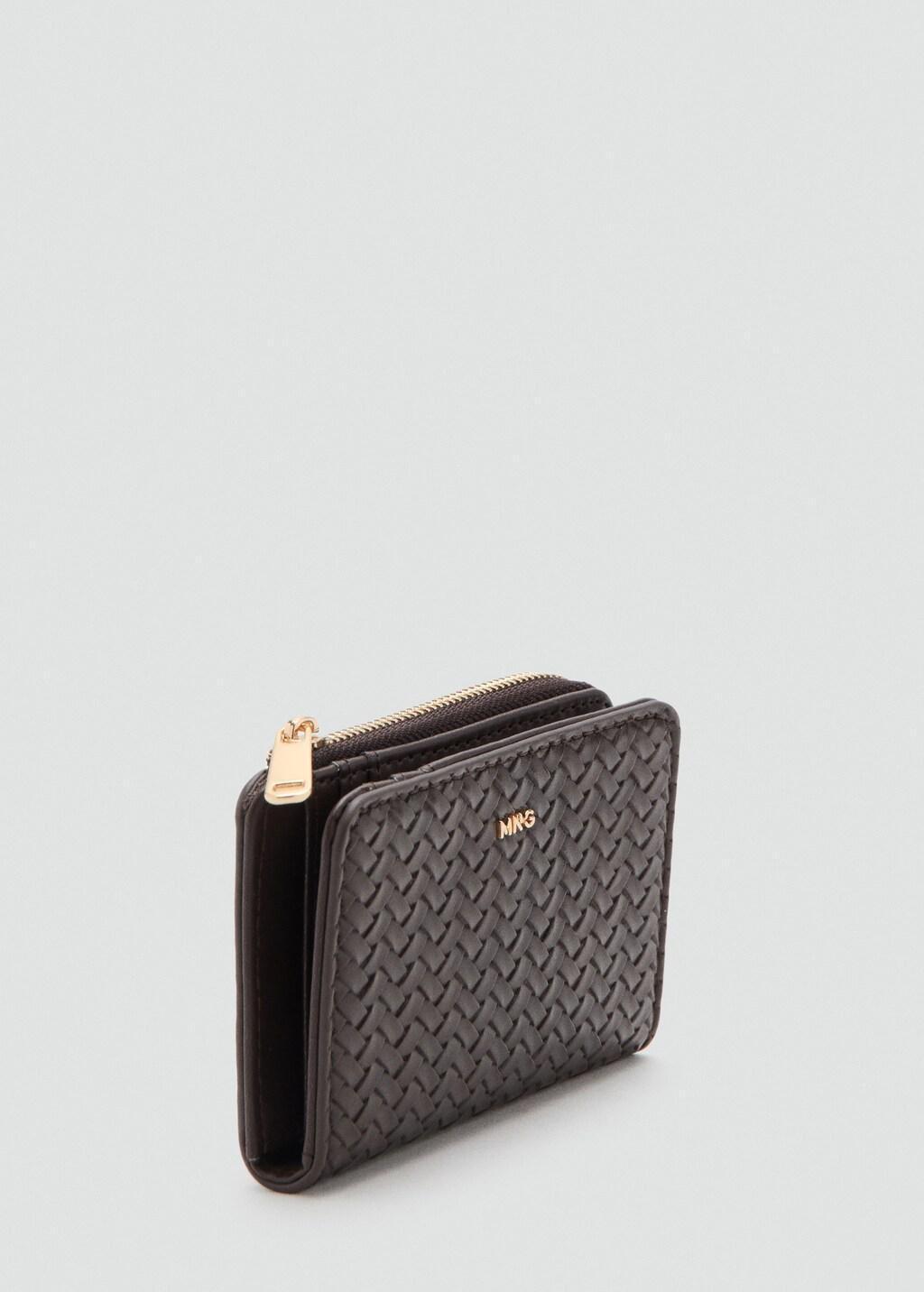 Brown Small Braided Wallet, Dark Brown, large image number 0
