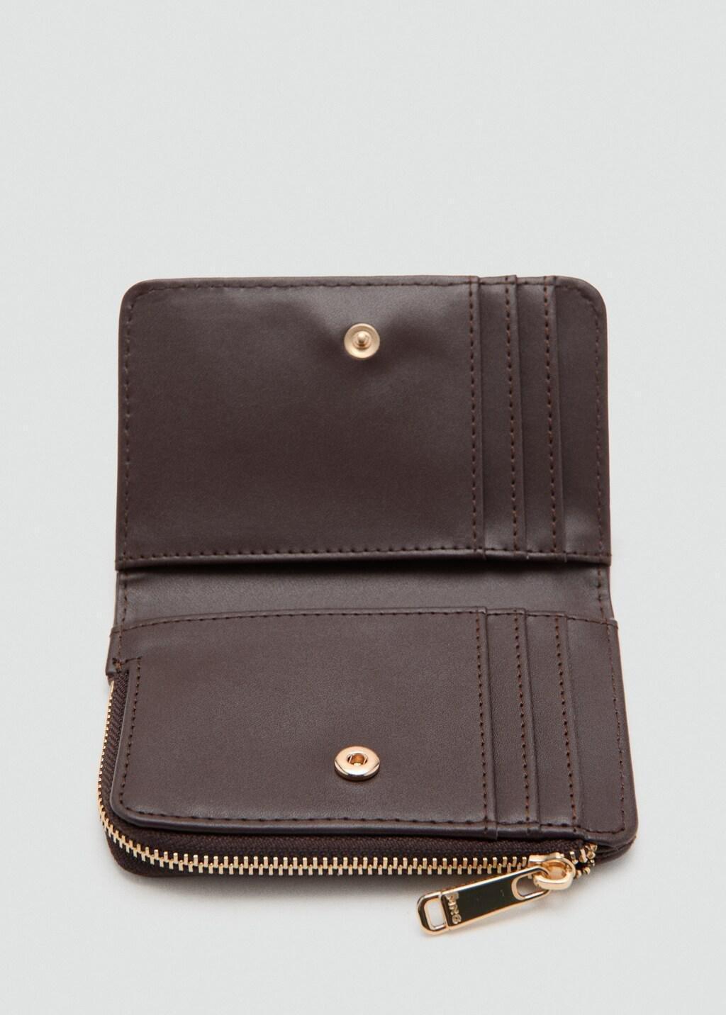 Brown Small Braided Wallet, Dark Brown, large image number 1