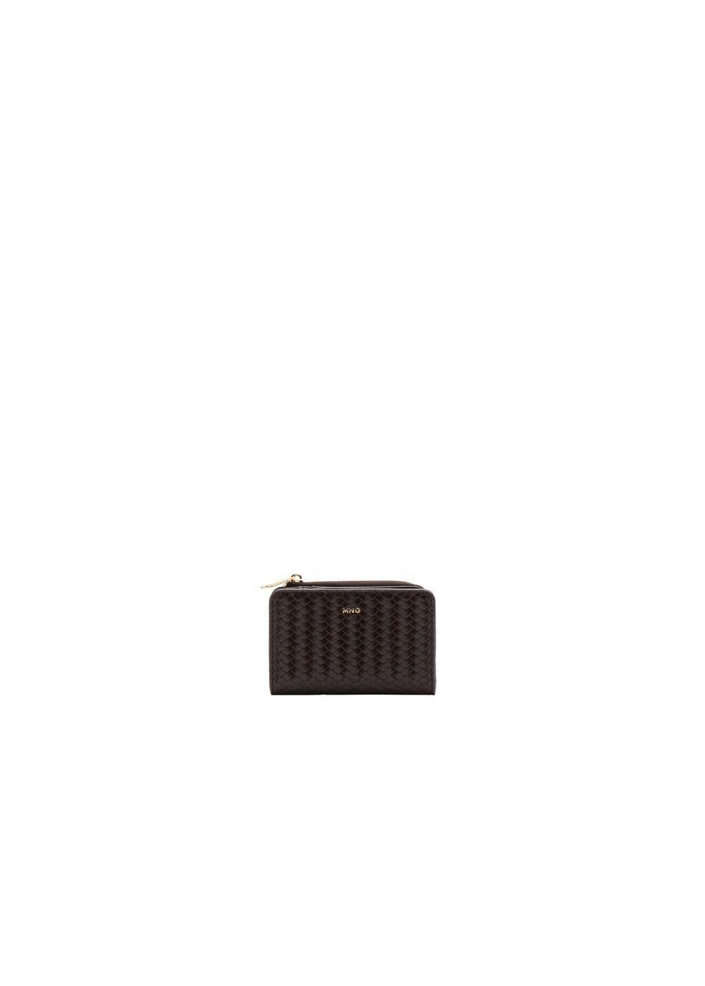 Brown Small Braided Wallet, Dark Brown, medium