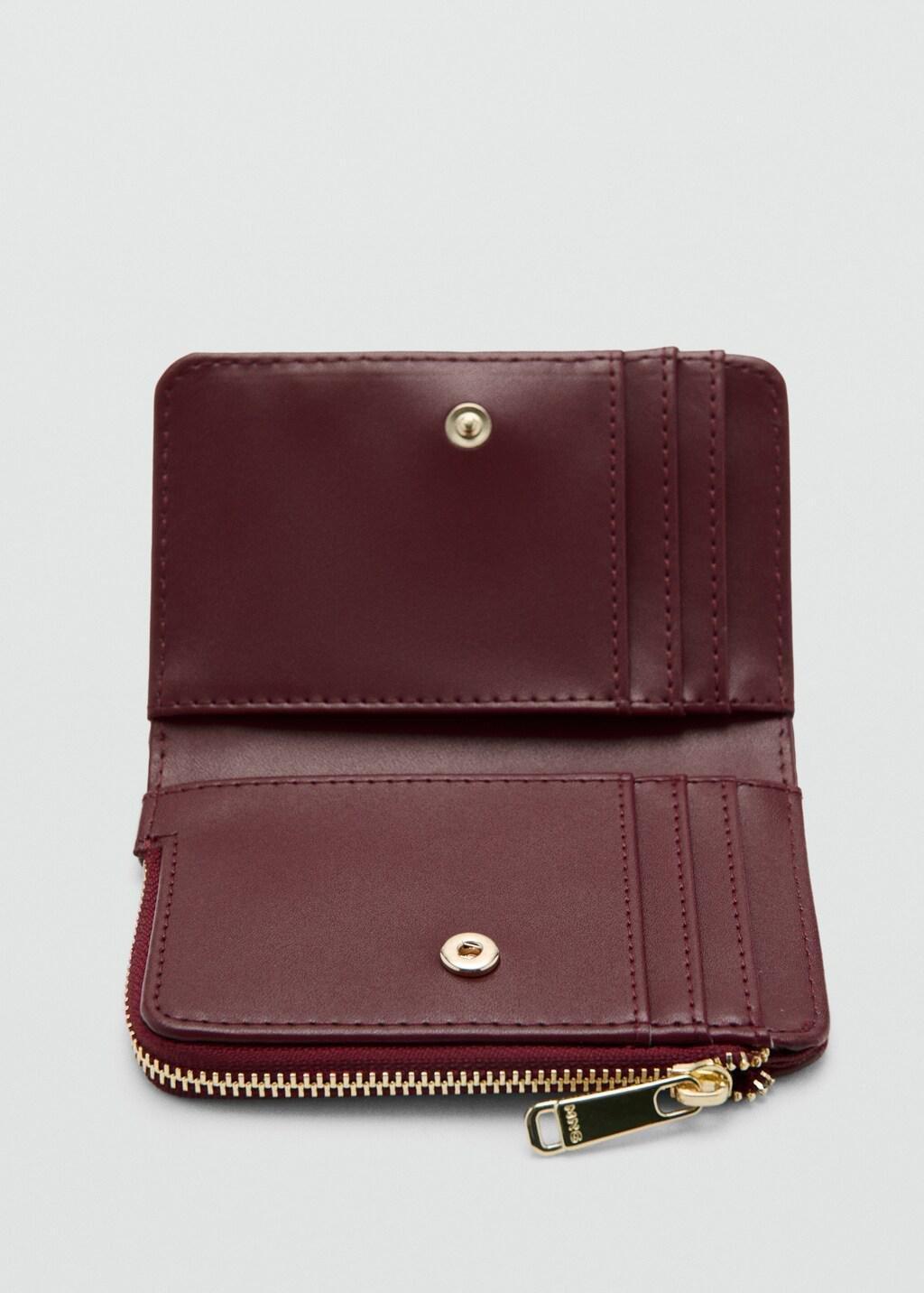 Red Small Braided Wallet, Dark Red, large image number 1