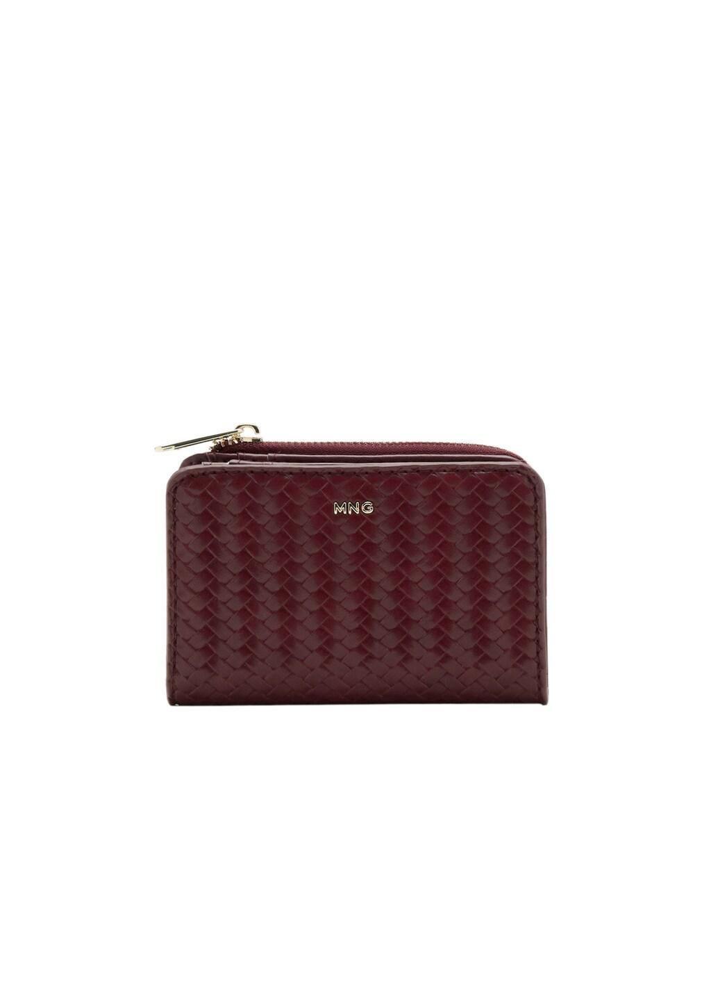 Red Small Braided Wallet, Dark Red, large image number 2