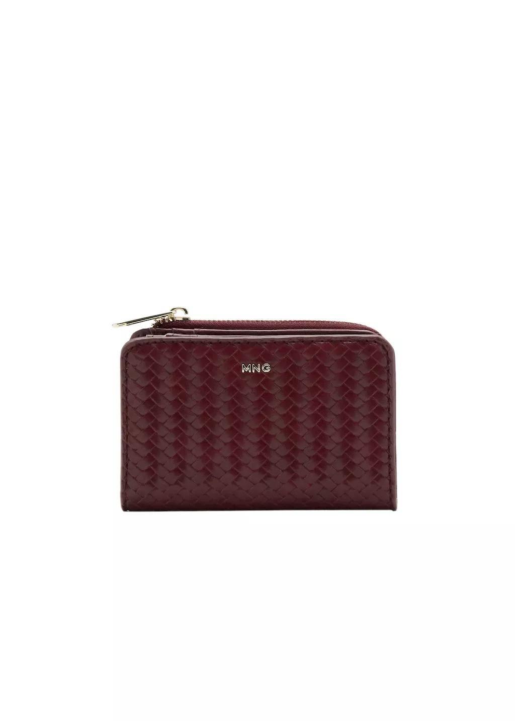 Red Small Braided Wallet, Dark Red, medium