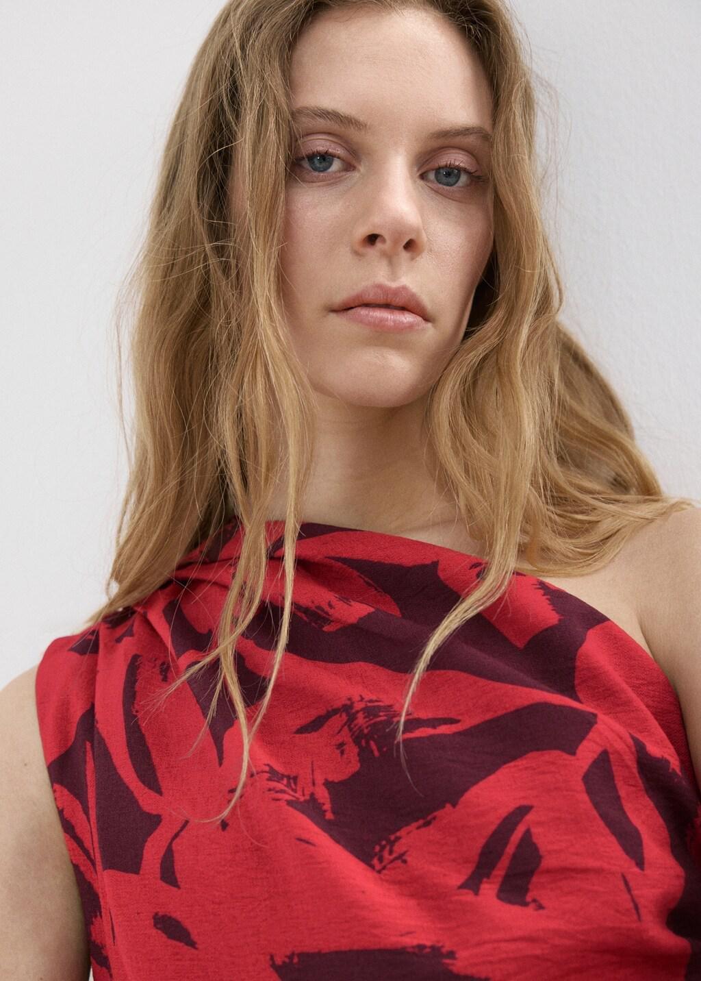 Red Printed Asymmetrical Jumpsuit, Red, large image number 2