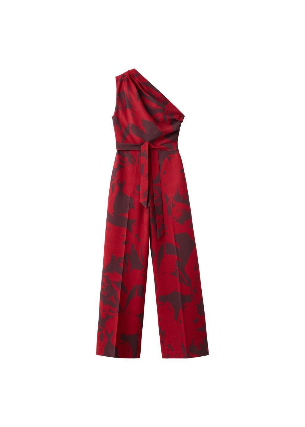 Red Printed Asymmetrical Jumpsuit, Red, large image number 6