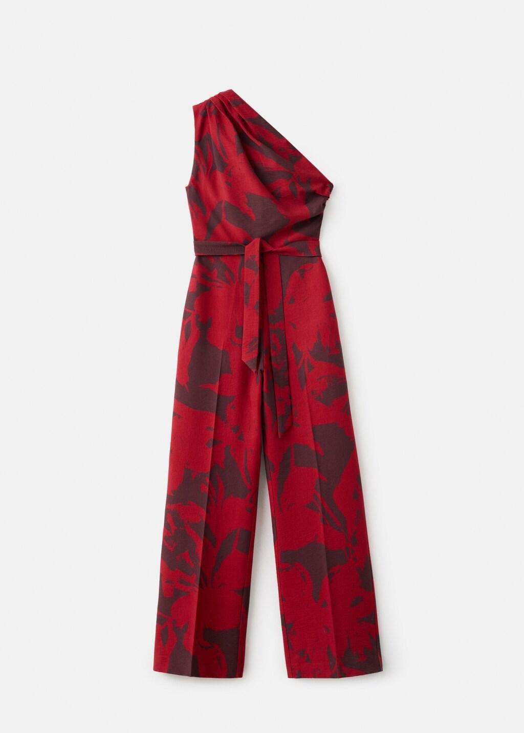 Red Printed Asymmetrical Jumpsuit, Red, large image number 7