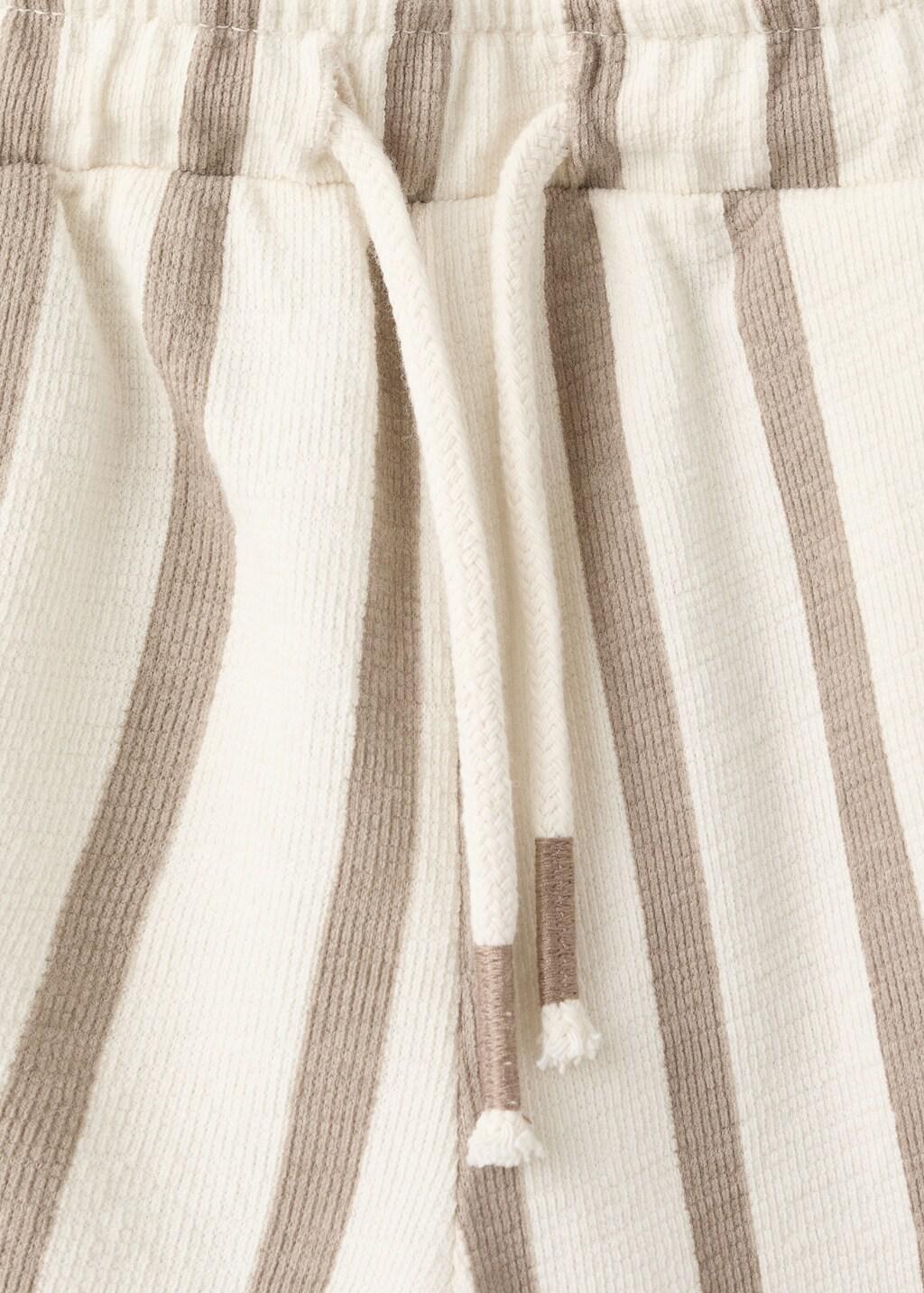 Brown Striped Cotton Bermuda Shorts, Baby Boys, Medium Brown, medium