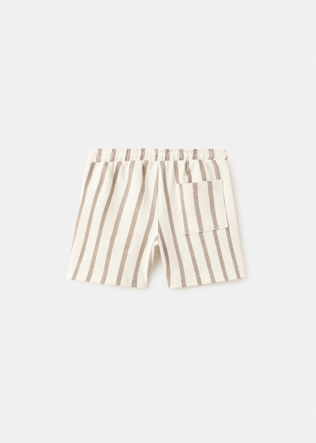 Brown Striped Cotton Bermuda Shorts, Baby Boys, Medium Brown, medium