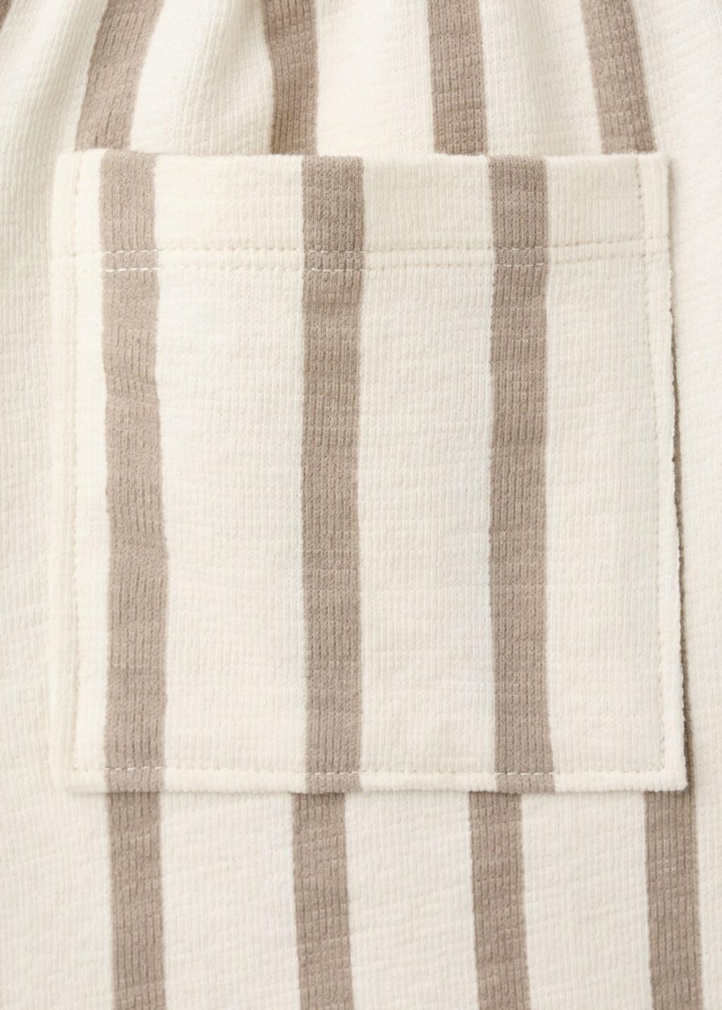 Brown Striped Cotton Bermuda Shorts, Baby Boys, Medium Brown, medium