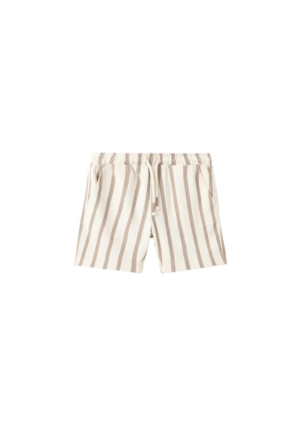 Brown Striped Cotton Bermuda Shorts, Baby Boys, Medium Brown, large image number 3