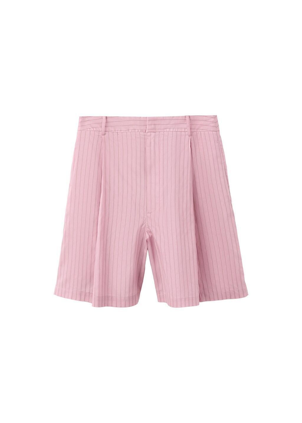 Pink Pinstripe Straight Bermudas, Light-Pastel Pink, large image number 5