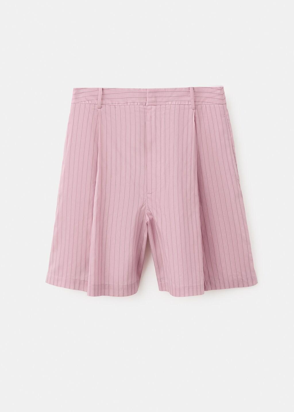 Pink Pinstripe Straight Bermudas, Light-Pastel Pink, large image number 6