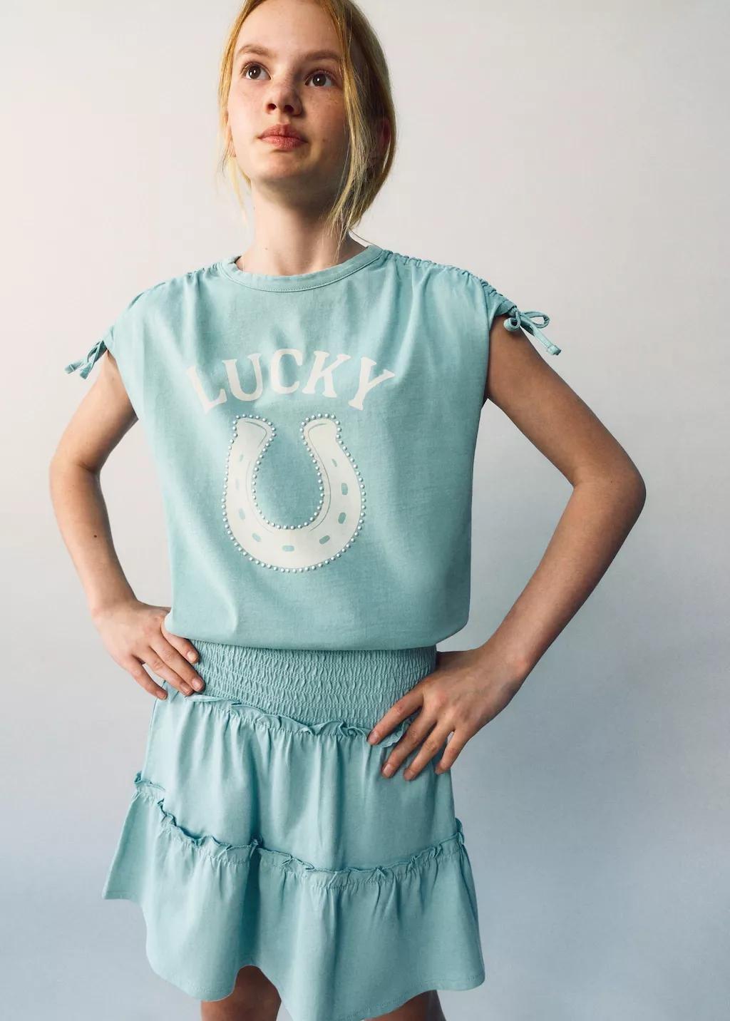Turquoise Ruffled Short Skirt, Kids Girl, 0201_46, medium