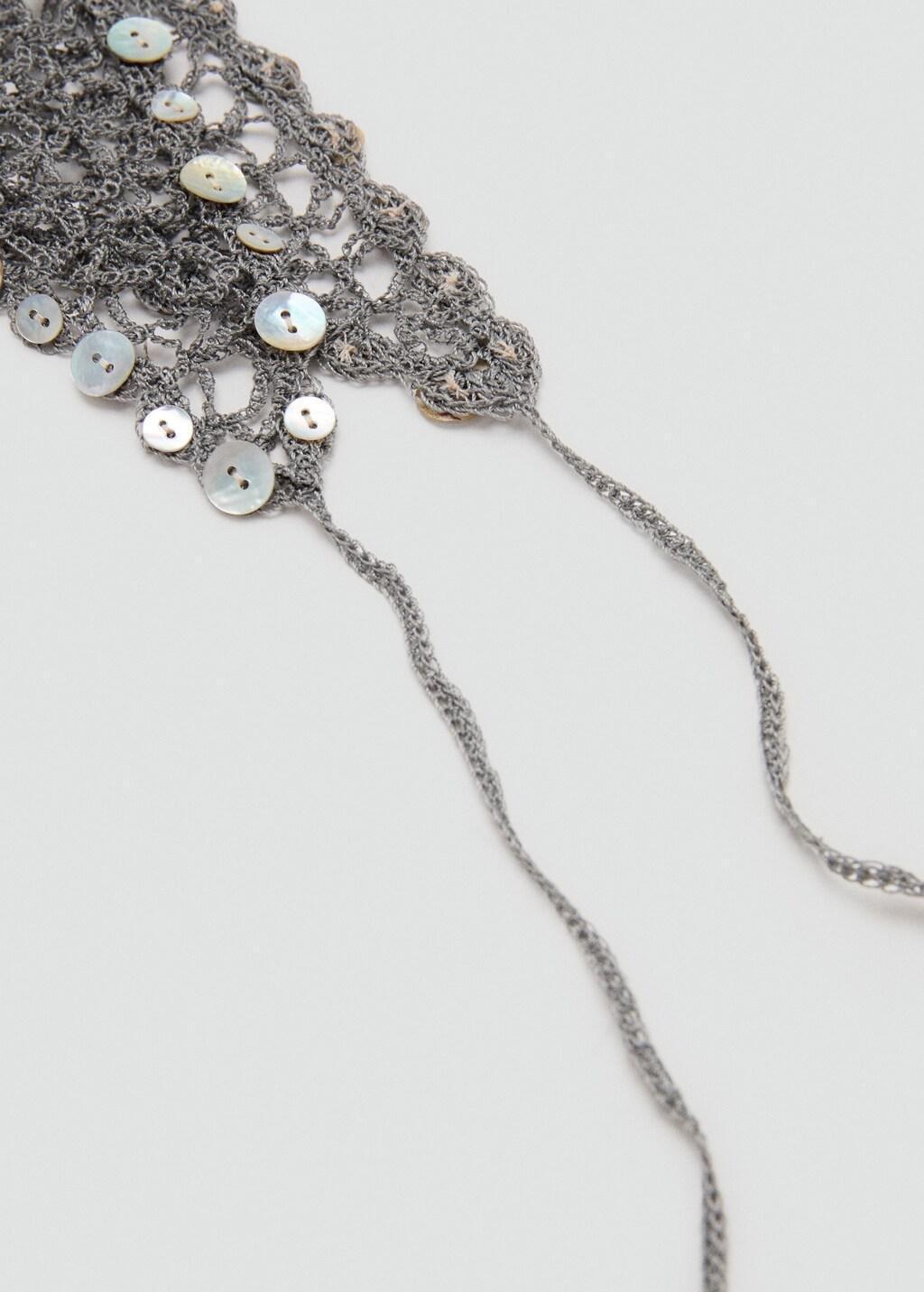 Grey Crochet Shawl With Decorative Buttons, 0201_92, large image number 2