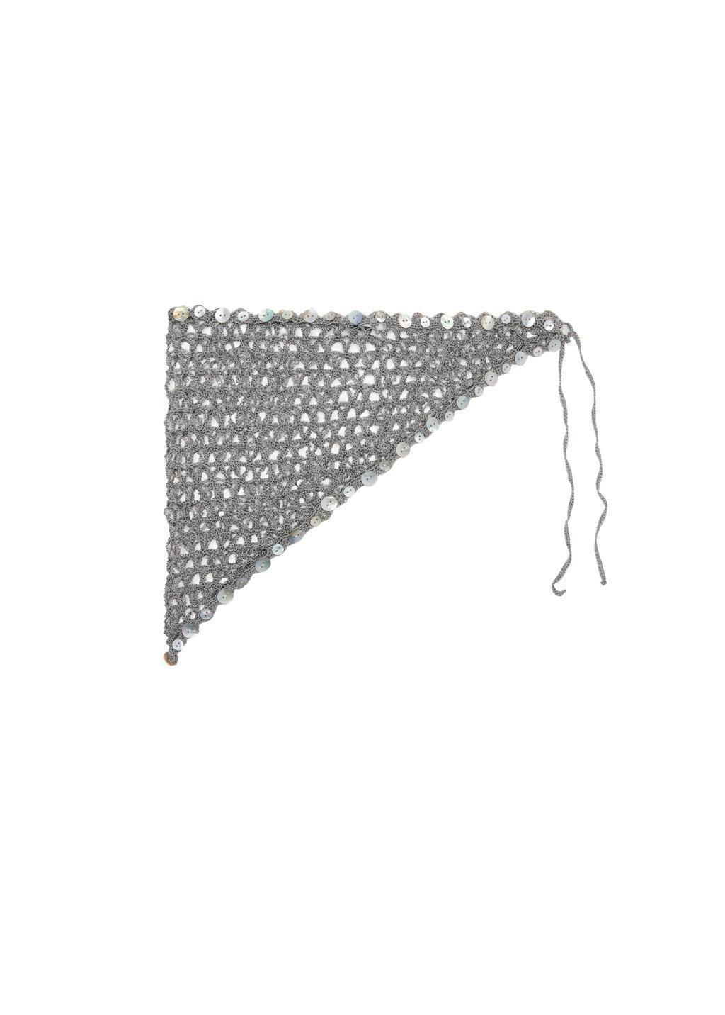 Grey Crochet Shawl With Decorative Buttons, 0201_92, large image number 3