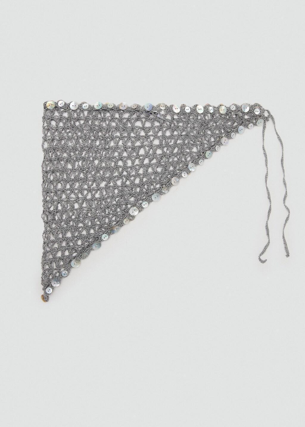Grey Crochet Shawl With Decorative Buttons, 0201_92, large image number 4