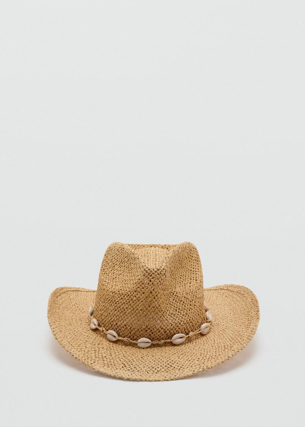 Beige Natural Fibre Hat With Shells, 0201_08, large image number 0