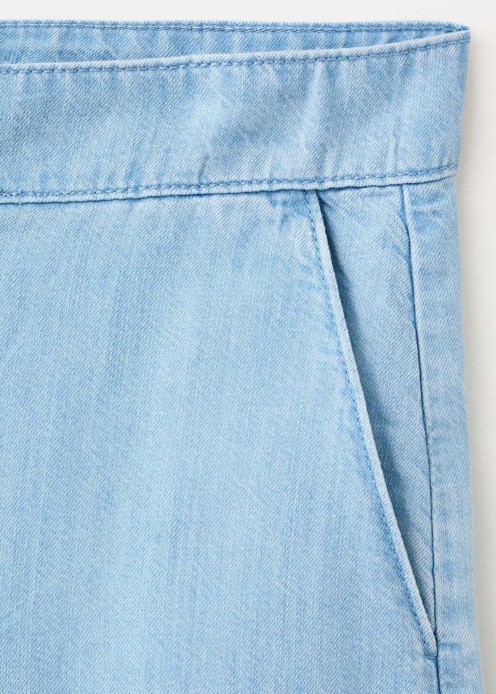 Blue Straight Low-Rise Denim Bermuda Shorts, 0201_TC, large image number 5