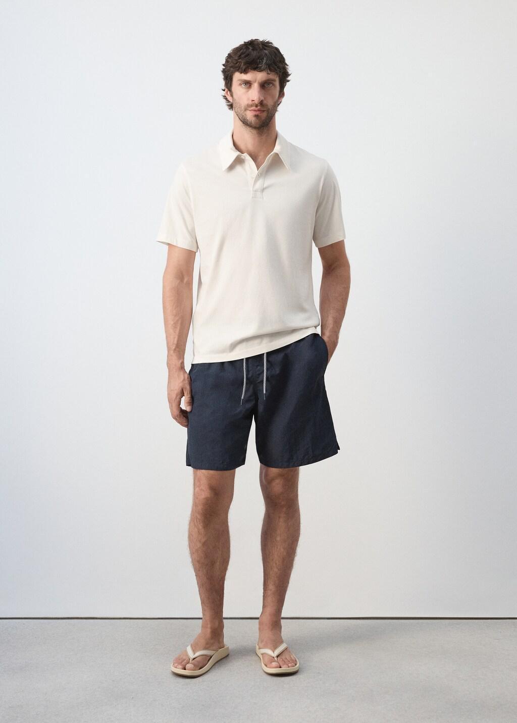 Beige Cotton Regular-Fit Polo Shirt, Light Beige, large image number 0