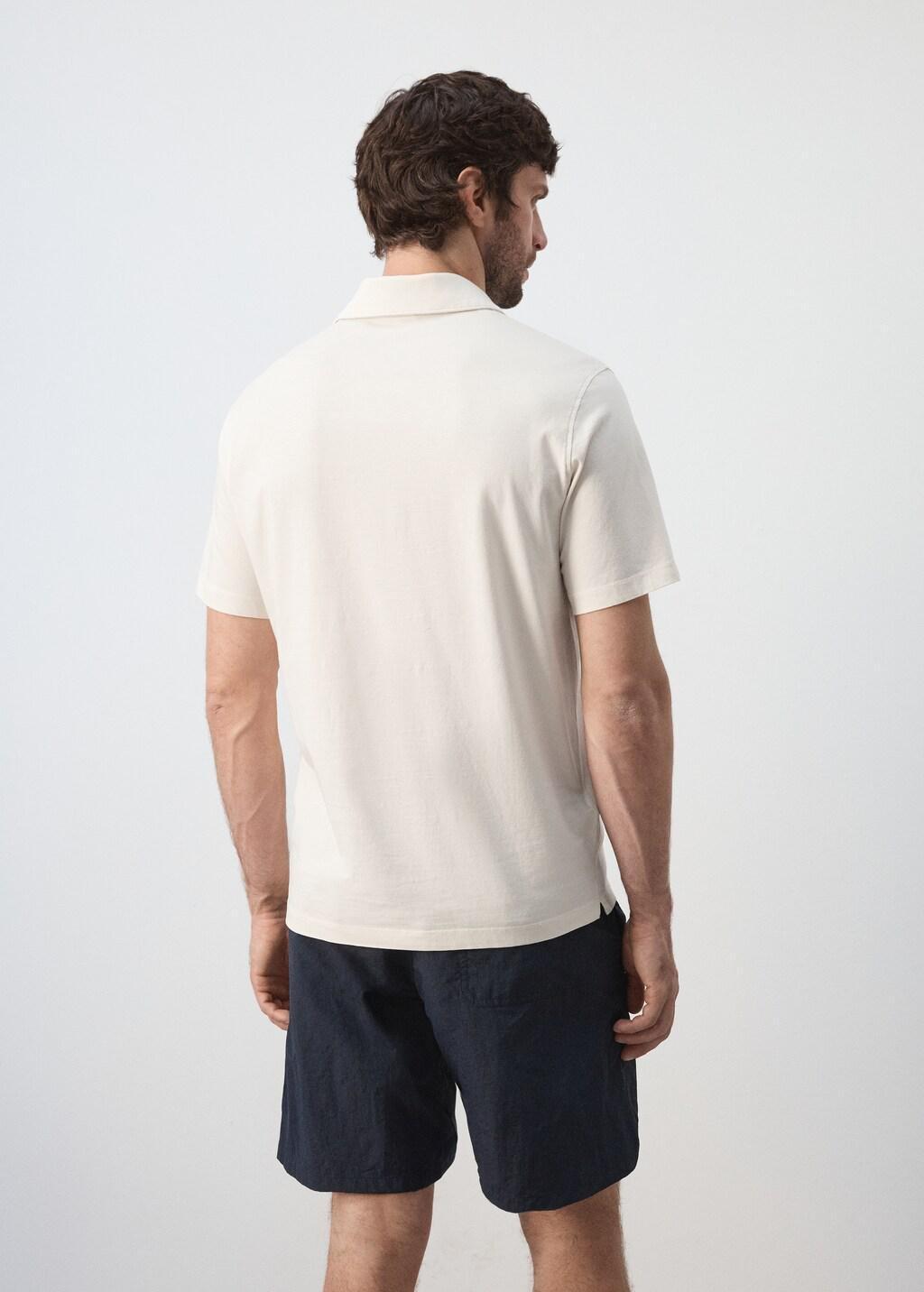 Beige Cotton Regular-Fit Polo Shirt, Light Beige, large image number 2