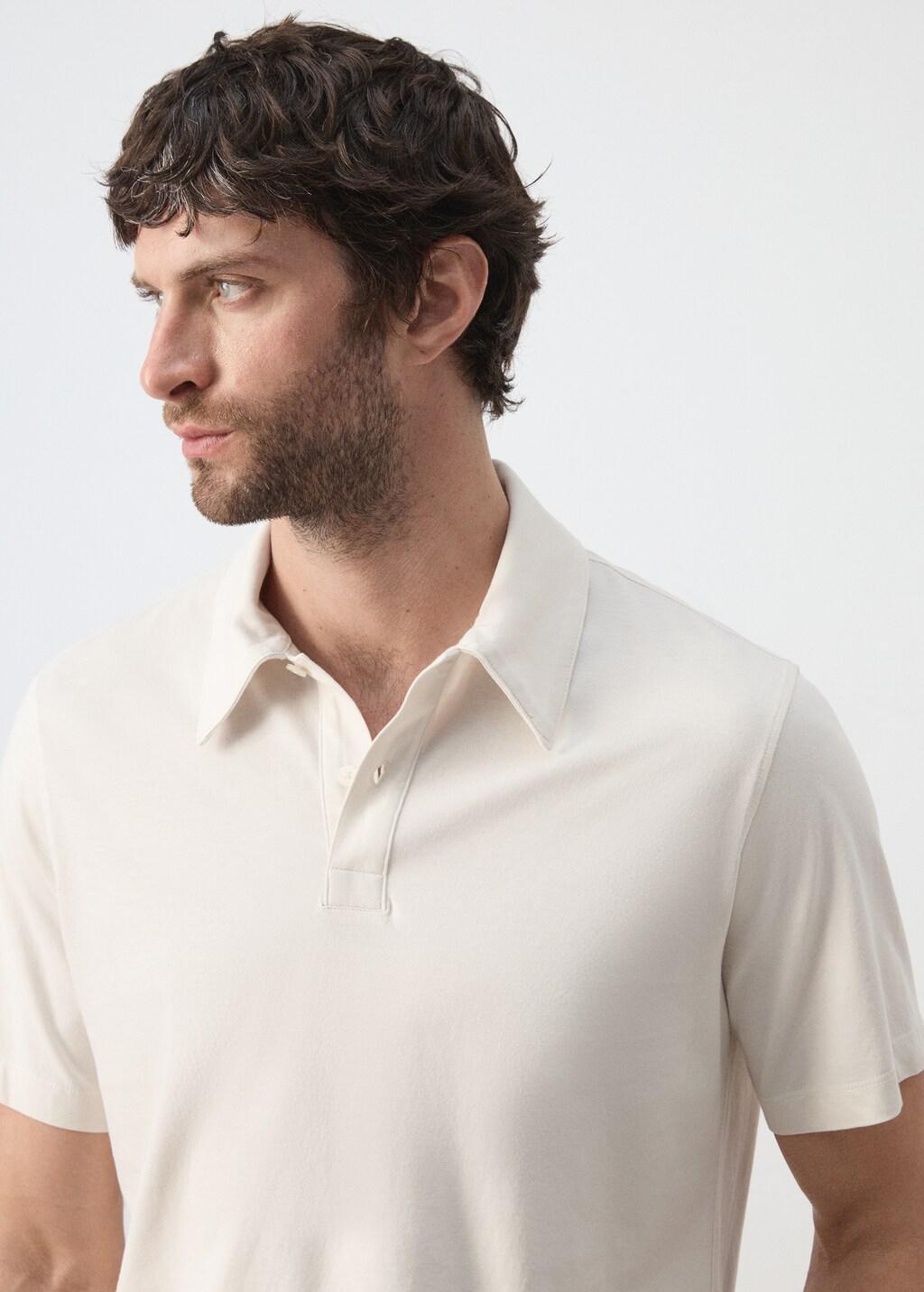 Beige Cotton Regular-Fit Polo Shirt, Light Beige, large image number 4