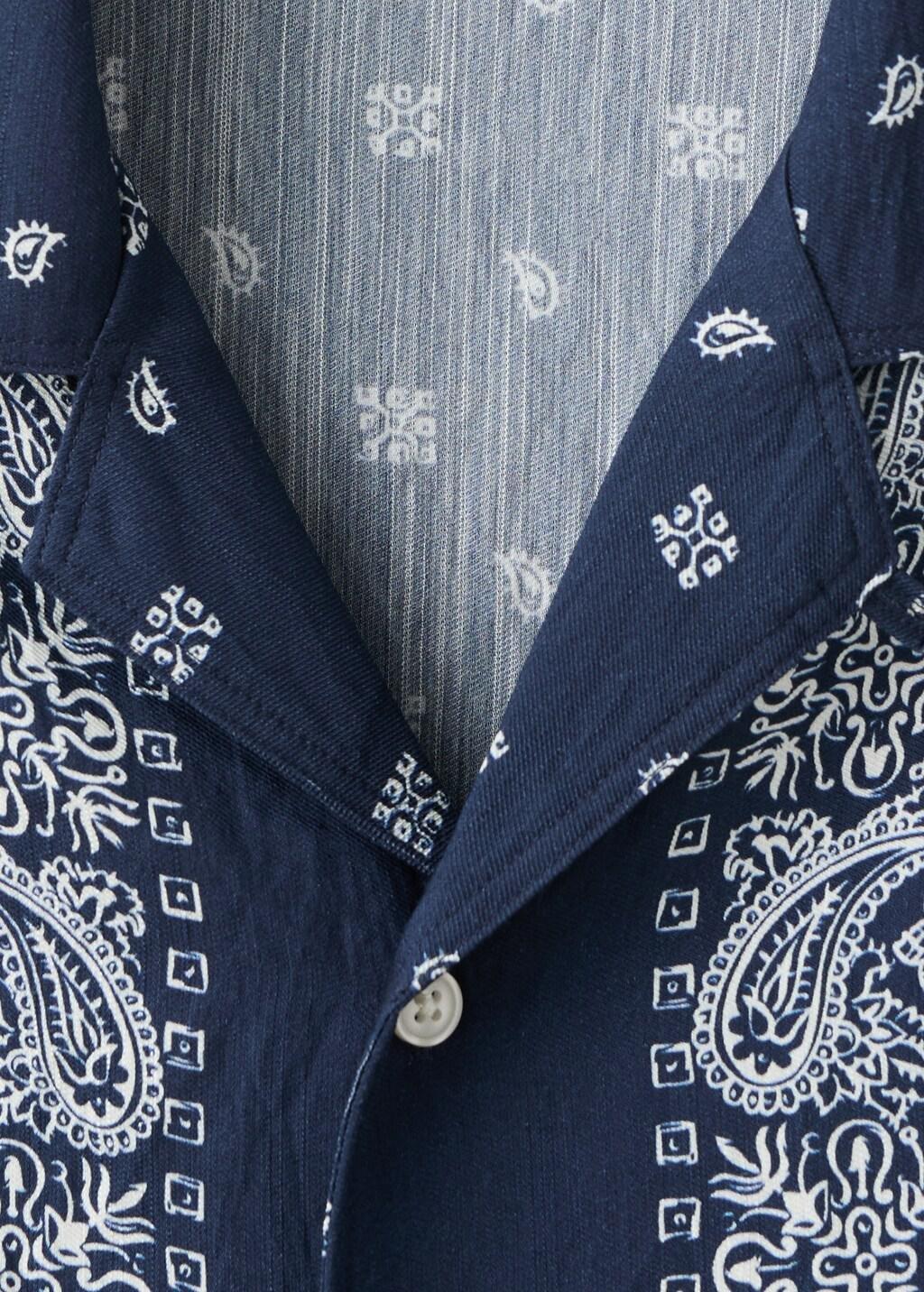 Navy Printed Fluid Regular-Fit Shirt, 0201_56, large image number 1