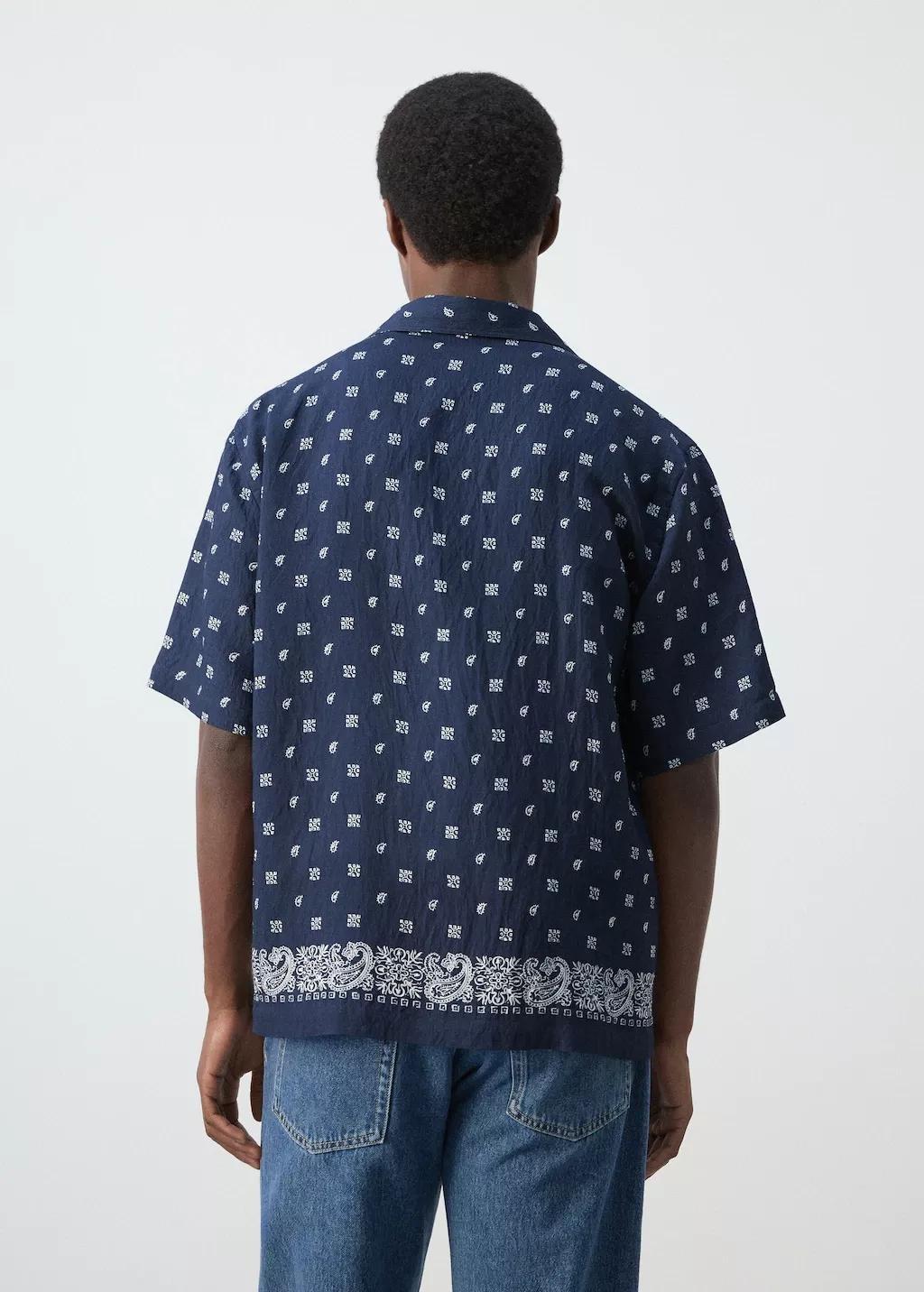 Navy Printed Fluid Regular-Fit Shirt, 0201_56, large image number 2