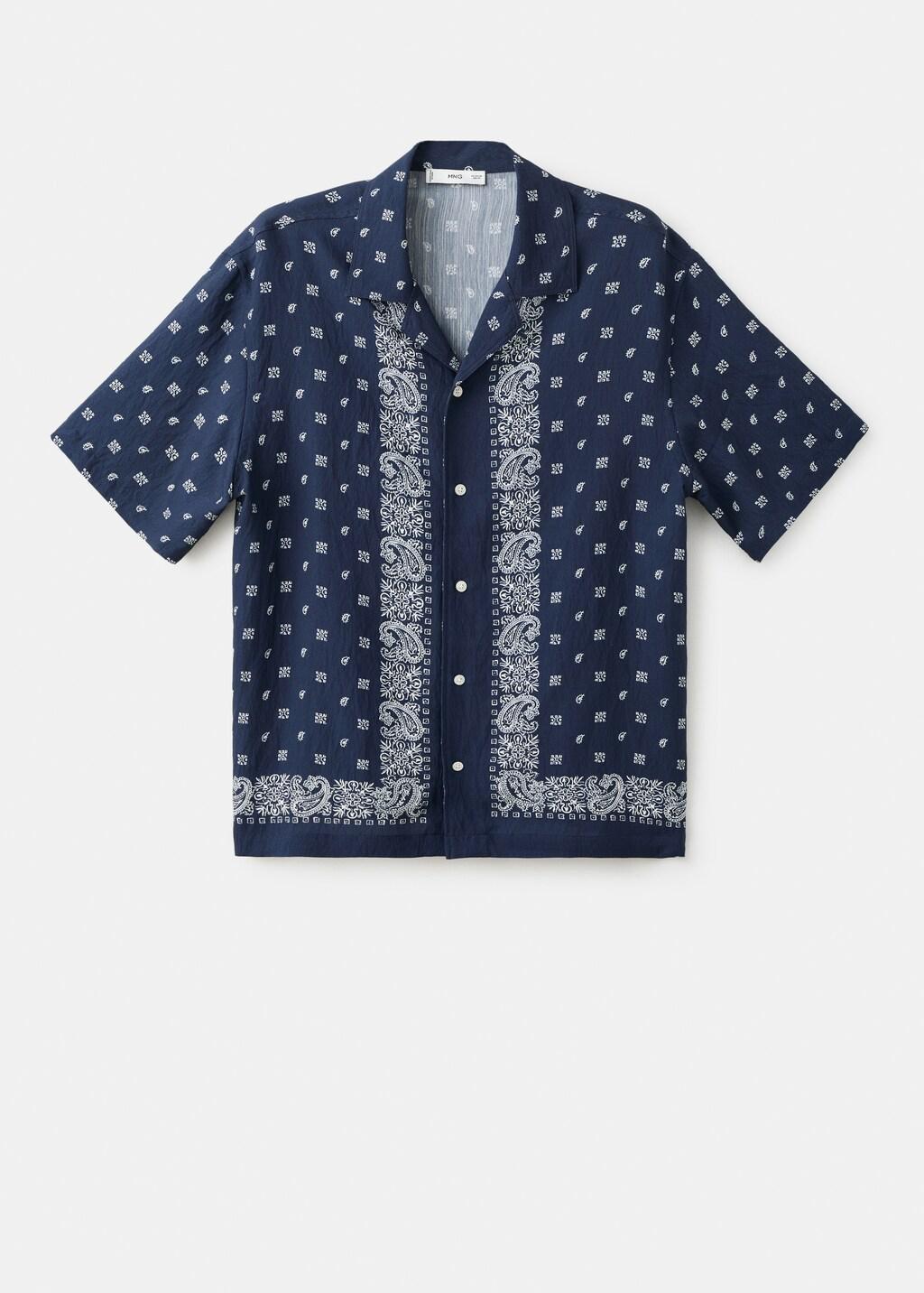 Navy Printed Fluid Regular-Fit Shirt, 0201_56, large image number 7