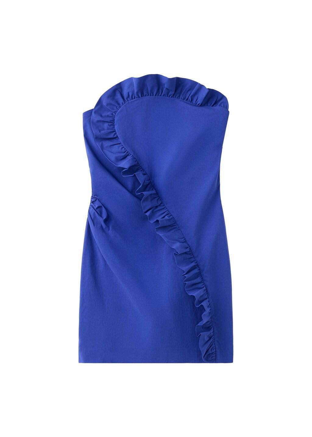 Blue Strapless Dress With Asymmetric Frill Detail, Medium Blue, large image number 5