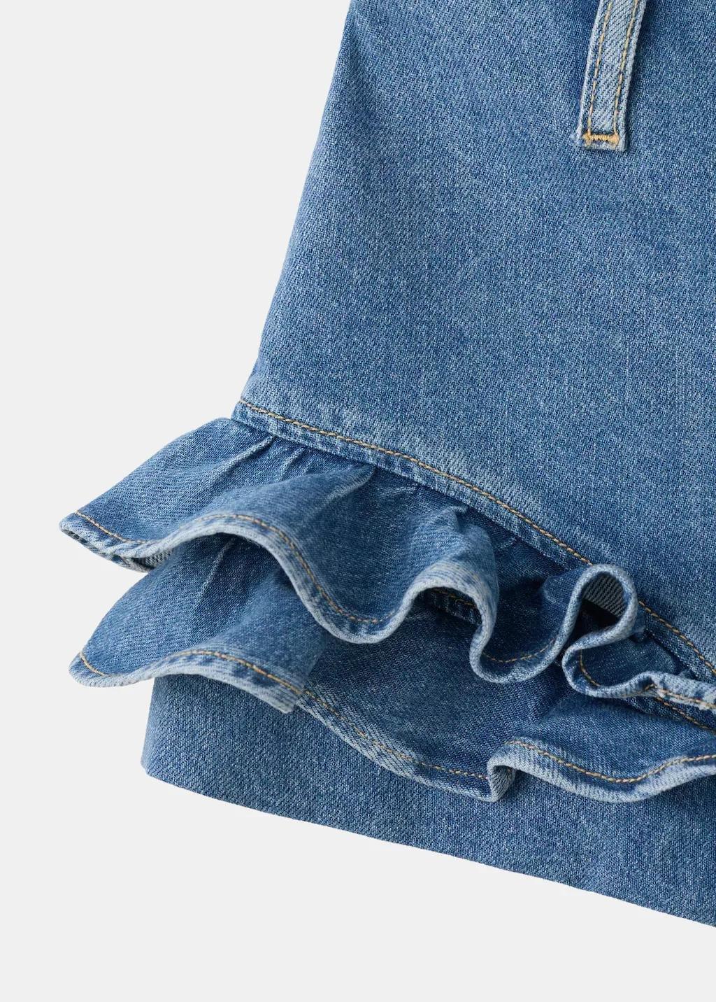 Blue Frilled Denim Mini Shorts, 0201_TM, medium
