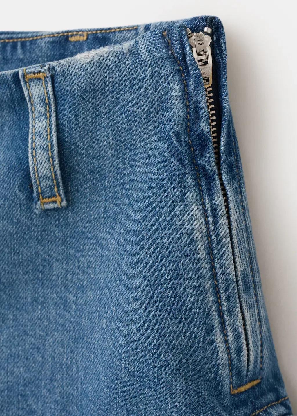 Blue Frilled Denim Mini Shorts, Open Blue, large image number 5