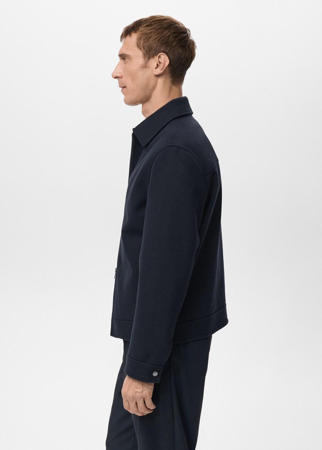Navy Wool Zip-Up Jacket, Navy, large image number 4