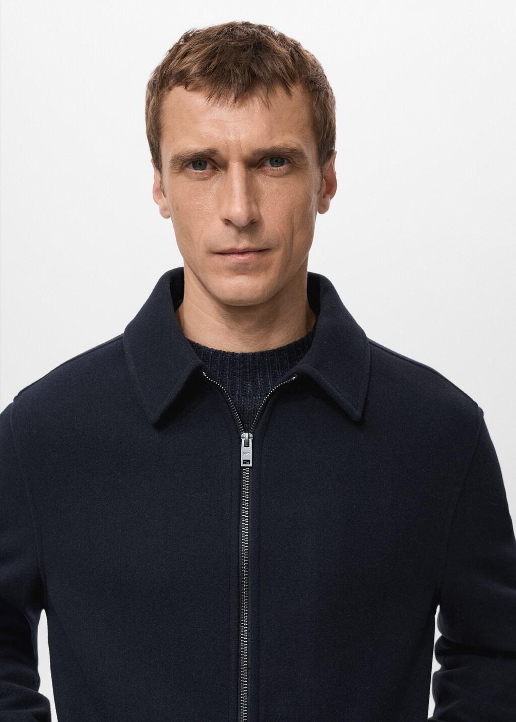 Navy Wool Zip-Up Jacket, Navy, large image number 7