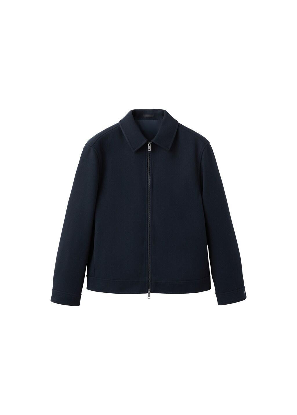 Navy Wool Zip-Up Jacket, Navy, large image number 8