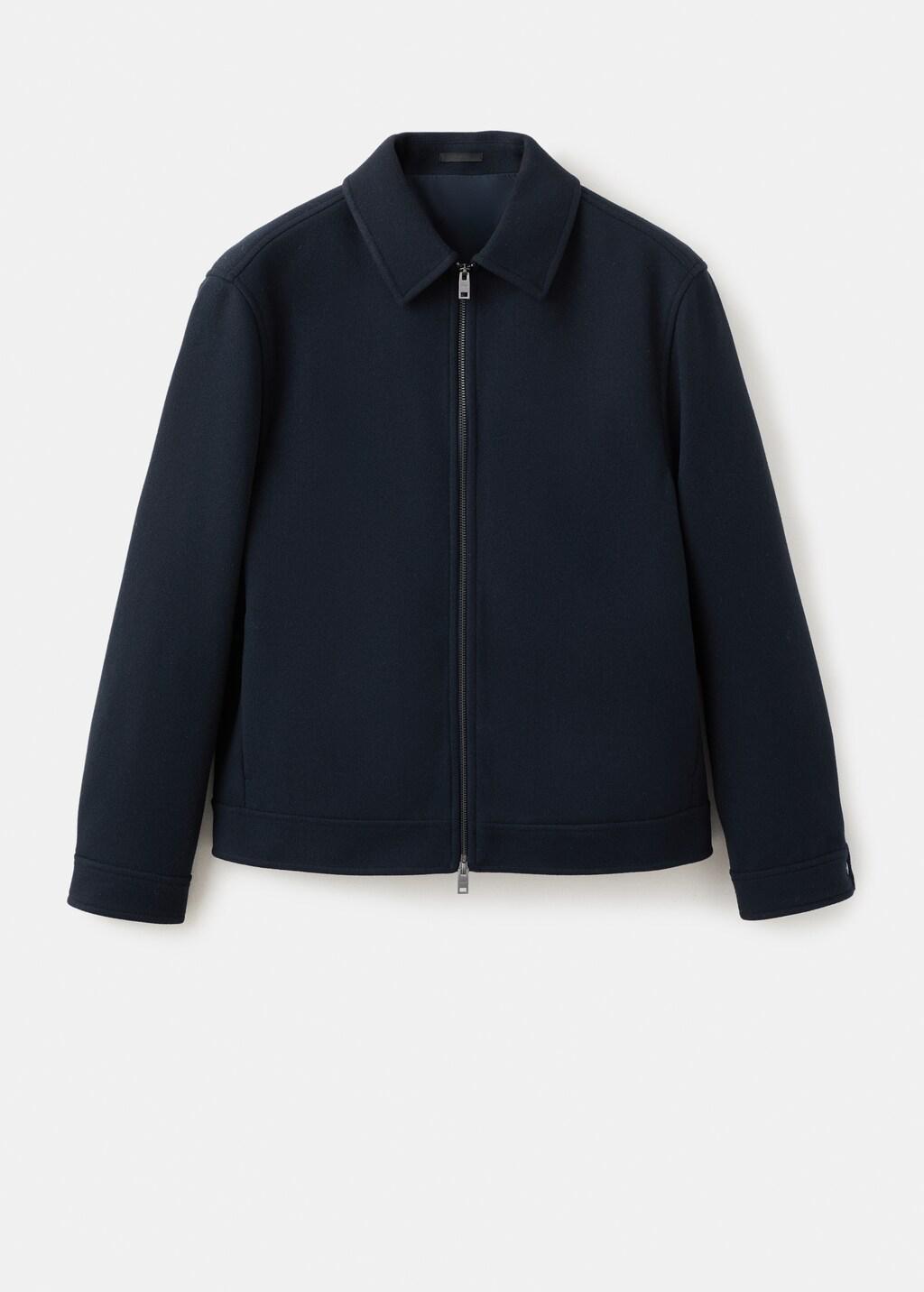 Navy Wool Zip-Up Jacket, Navy, large image number 9