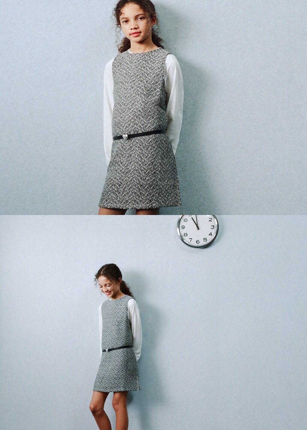 Blue Lurex Tweed Dress, Kids Girls, Medium Blue, large image number 3