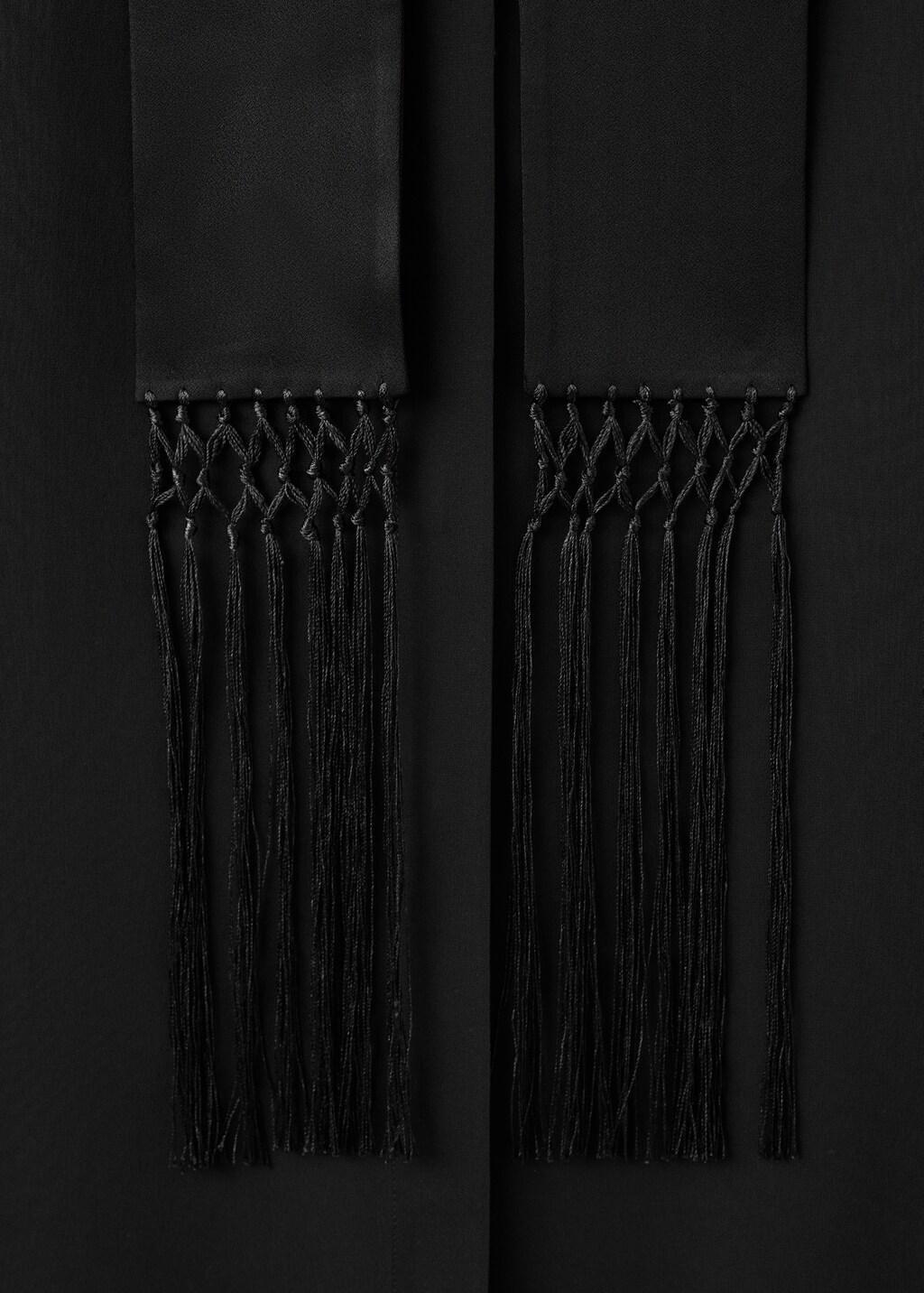 Black Long Silk Shirt With Foulard, Black, large image number 5