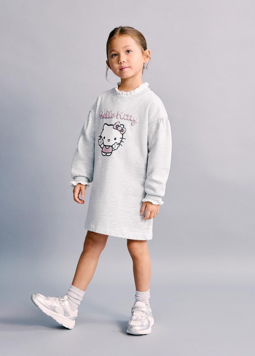 Grey Hello Kitty Sweatshirt Dress, Baby Girls, Light Pastel Grey, medium