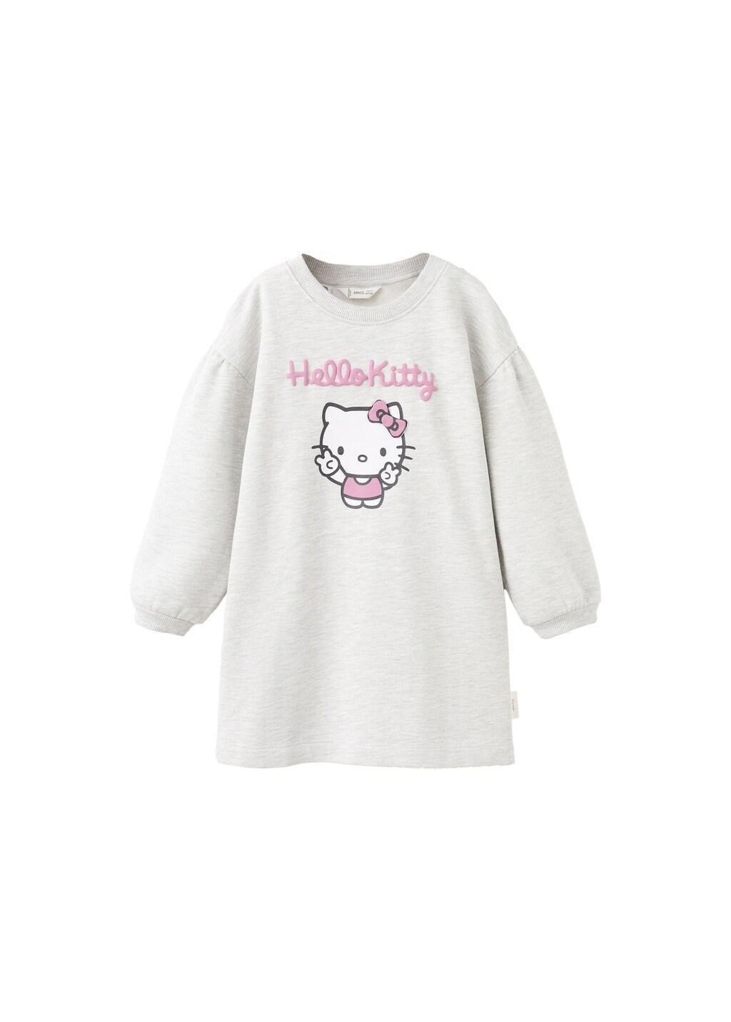 Grey Hello Kitty Sweatshirt Dress, Baby Girls, Light Pastel Grey, large image number 5