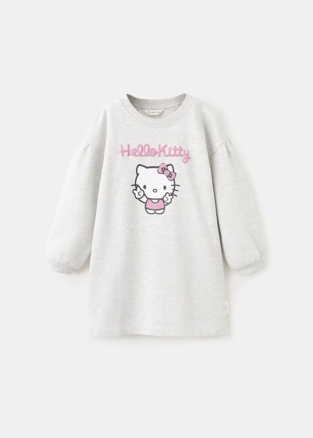 Grey Hello Kitty Sweatshirt Dress, Baby Girls, Light Pastel Grey, large image number 6